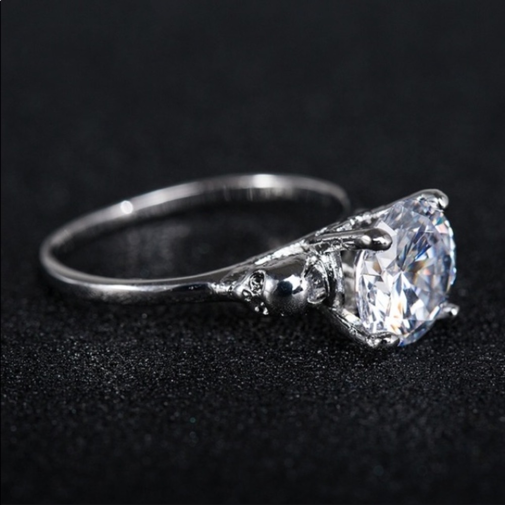 NY Sterling Silver SKULL💀3.1k White Sapphire Ring - Picture 11 of 11